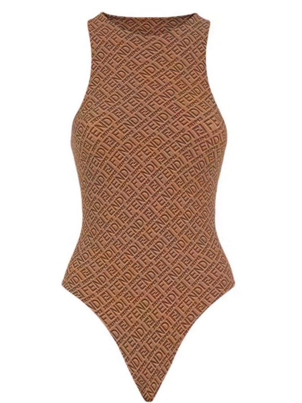 Fendi Skims Brown Monogram High-Neck Bodysuit